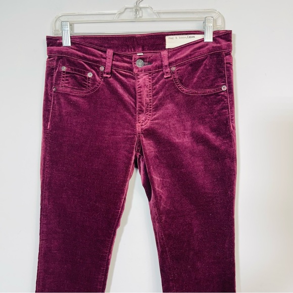 rag & bone Skinny Jeans in Burgundy Velvet Size 26 Revolve Vamp Low Rise Y2K - Picture 7 of 16